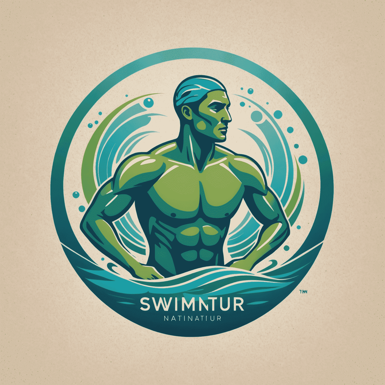 Swimnatur logo featuring a stylized swimmer in blue and green tones, reminiscent of water and nature