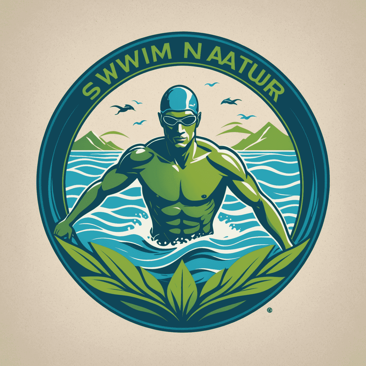 Swimnatur logo featuring a stylized swimmer in blue and green tones, reminiscent of water and nature