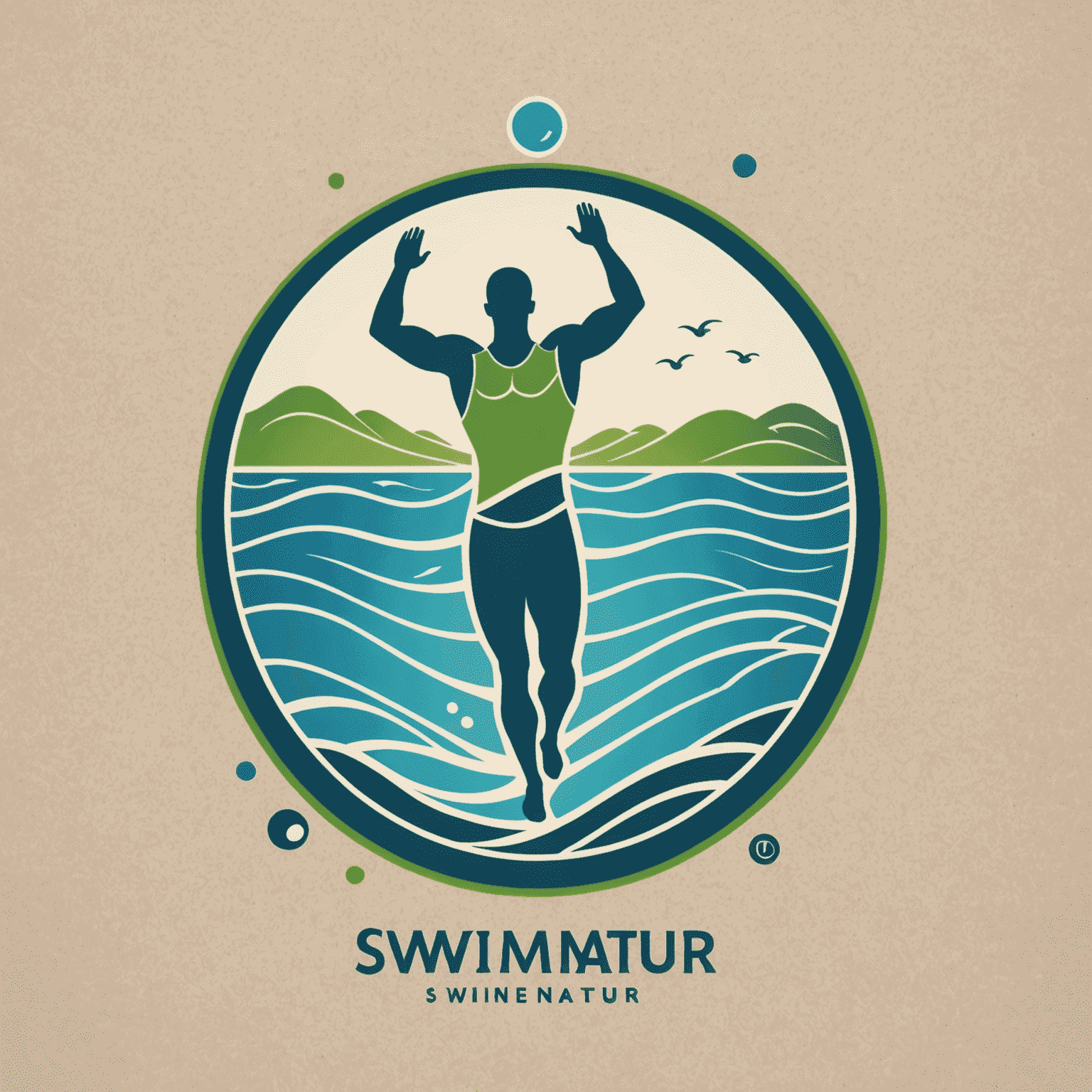 Swimnatur logo featuring a stylized swimmer in blue and green tones, reminiscent of water and nature